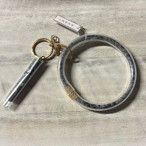 Gray Snake Print Wristlet with Gold Detailing